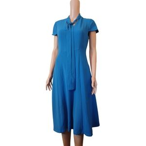 New york & company eva mendes size 4 Midi Dress Blue Zipper Back Used